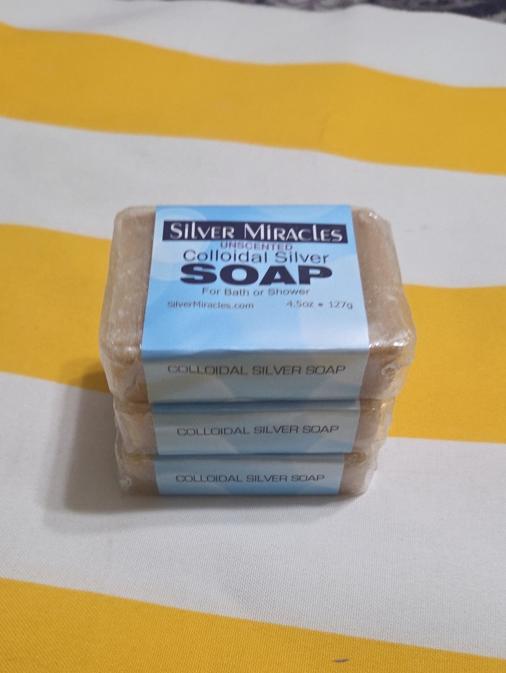 Silver Miracles Colloidal Silver Soap Unscented 4.5 oz Bars Lot of 3 NEW Sealed